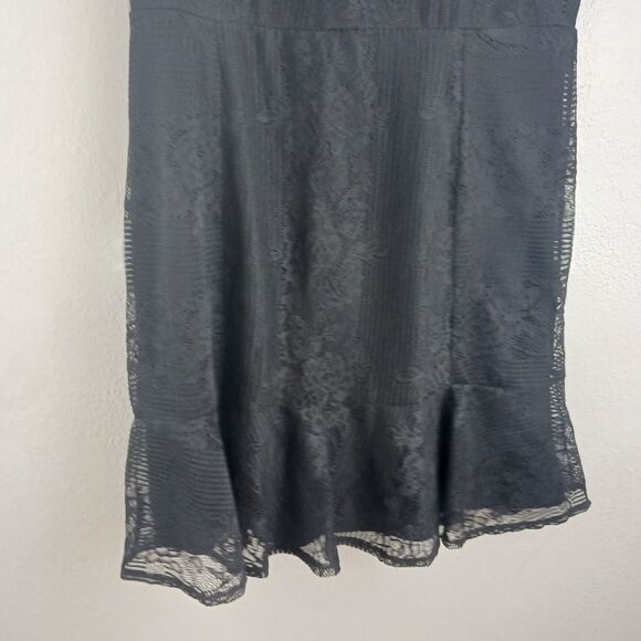 NY Collection flounce hen lace cap sleeve V Neck L - Picture 3 of 6